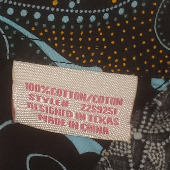 Panhandle Slim Western Shirt Blue Cowgirl Rodeo Snaps Pockets Paisley SZ Large - Picture 9 of 9